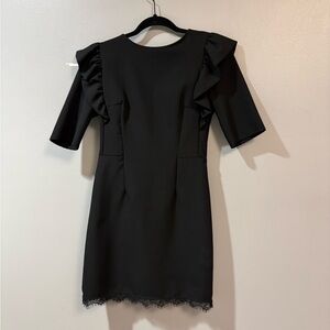 Zara Black Mini Dress with Ruffle Sleeves